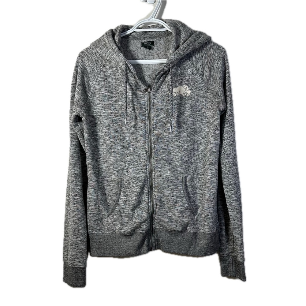 Roots Full Zip Hoodie Heather Grey Beaver Logo Size Small Cottagecore